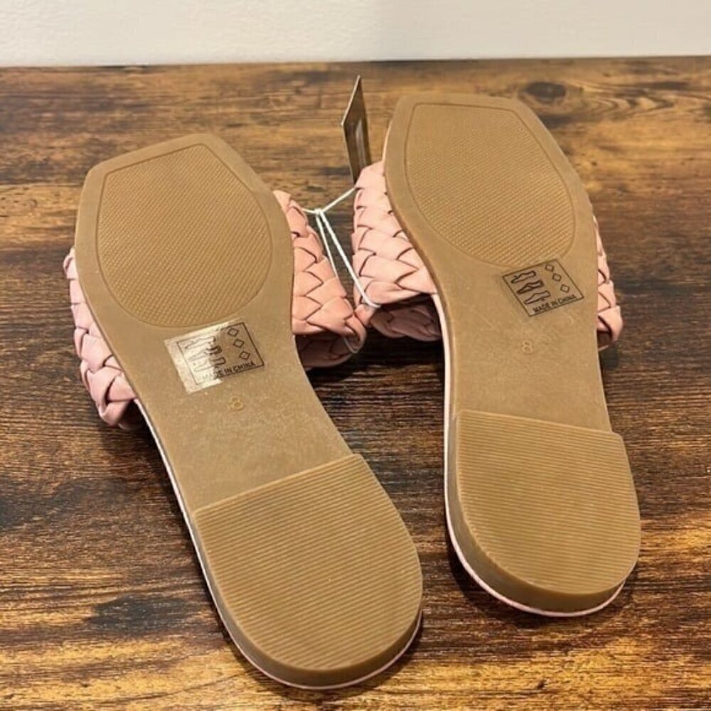 Blush pink woven slide on sandals size 8 women NWT - Picture 4 of 6